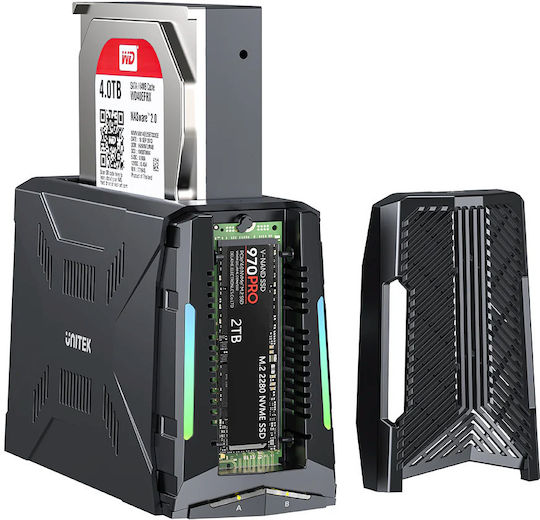 Unitek USB-C NVME PCIe SATA HDD 10Gbps RGB Docking Station S1234B