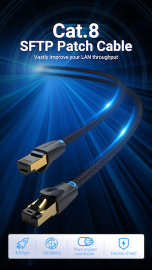 Vention S/FTP Кат.8 (40Gbps) Мрежов Кабел Ethernet 3м Черен