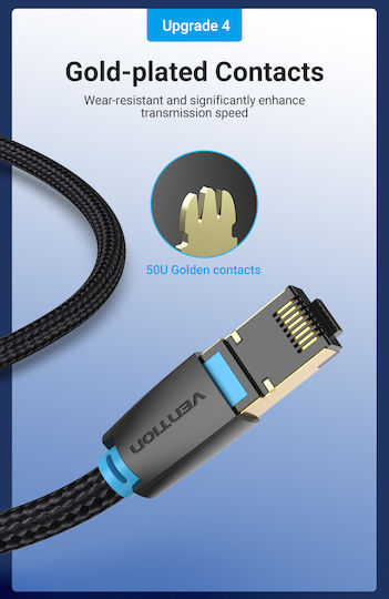 Vention S/FTP Кат.8 (40Gbps) Мрежов Кабел Ethernet 3м Черен