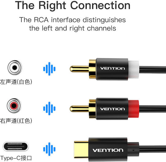 Vention Audio-Konverter USB-C auf 2RCA Stecker Kabel 1,5m Bgdbg