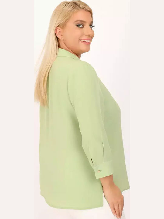 Women's Blouse with 3/4 Sleeve Green