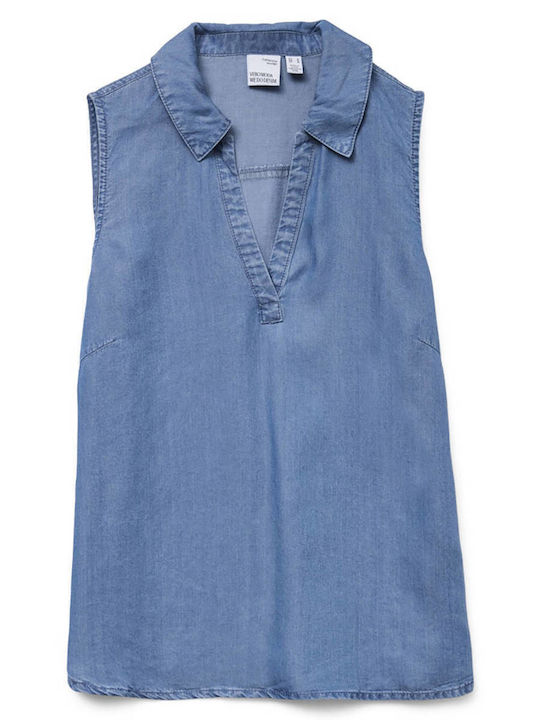Harper Damen Bluse Ärmellos Medium Blue Denim