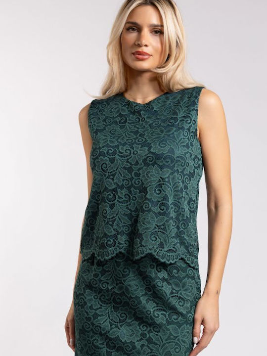 Damen Bluse Ärmellos Green