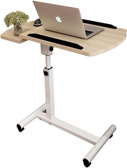 Computer Office Wooden Pink with Metal Legs & Adjustable Height 60x40x96cm