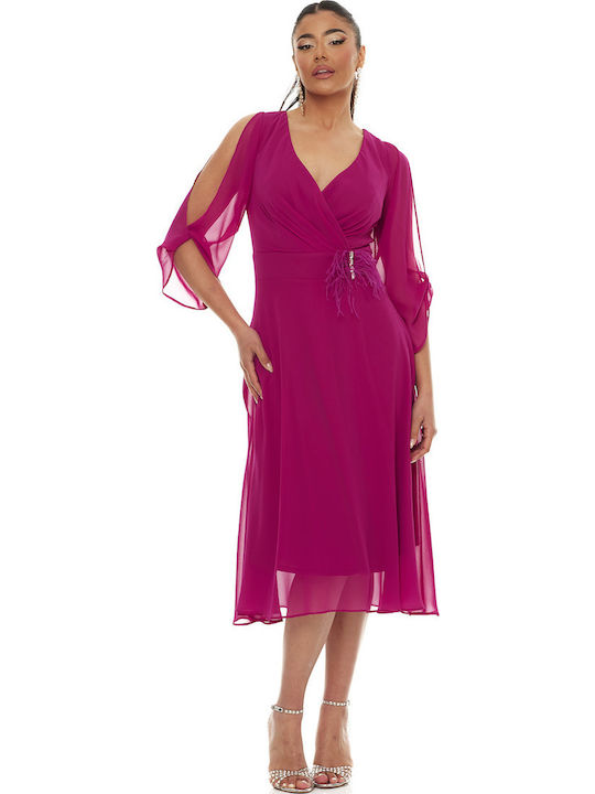 Sommer Midi Kleid für Hochzeit / Taufe Fuchsie