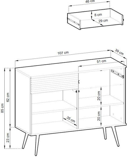 Μπουφές mit Schubladen White With Gold 107x39x85cm