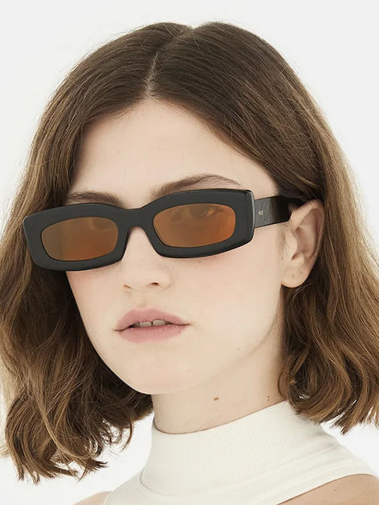 Retrosuperfuture Sunglasses Μαύρα with Acetate Frame & Orange Lens