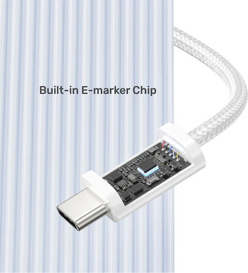 Unitek Magnetic / Retractable / Braided USB 2.0 Cable USB-C male - USB-C 100W PD Λευκό 1m C1414AWH-1M