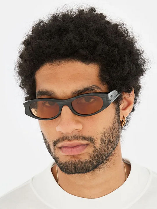 Retrosuperfuture Unisex Sunglasses with Black Plastic Frame and Orange Lens Razzo-RQ6
