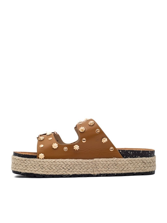 Women's Flat Sandals in Brown Color