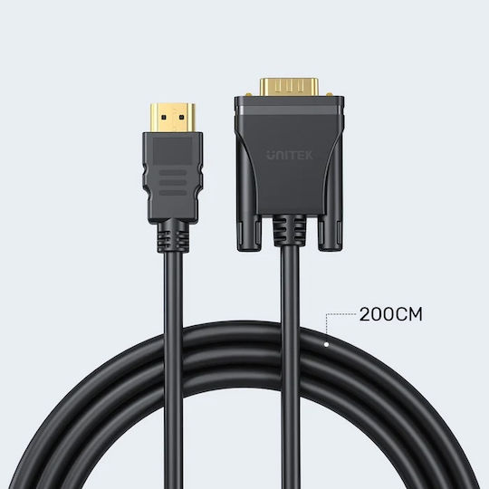 Unitek HDMI Cable Male - VGA Male 2m Black