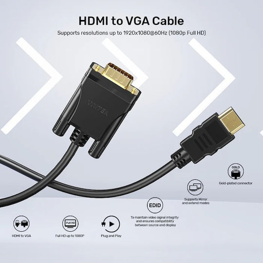 Unitek HDMI Cable Male - VGA Male 2m Black