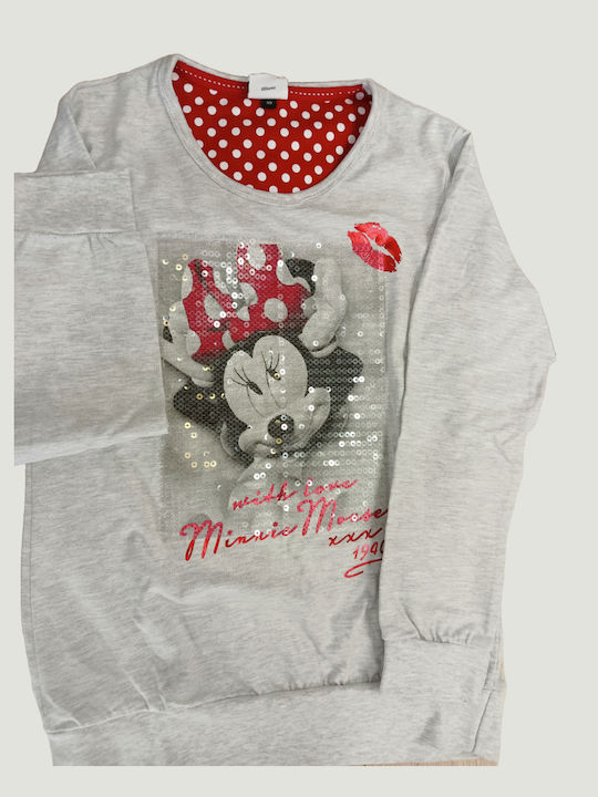 Disney Παιδική Πιτζάμα Καλοκαιρινή Κόκκινη, Γκρι Minnie Mouse