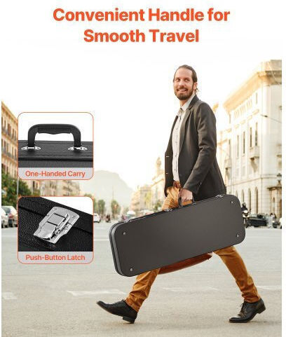 Vevor Waterproof Suitcase Electric Guitar Padded Black