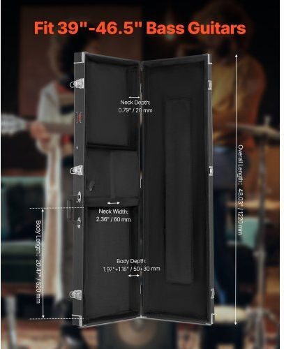 Vevor Waterproof Suitcase Bass Padded Black