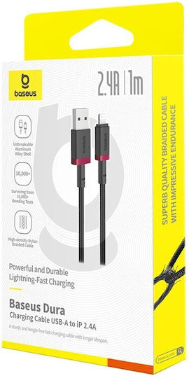 Baseus Dura Плетена USB-A към Lightning кабел 20W Черен 1м (P10377801U01-01)