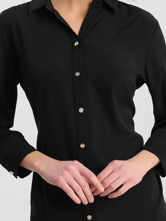 Langärmelig Damen Hemd Black
