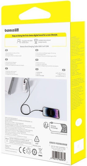 Baseus Dura Braided USB-C to Lightning Cable 20W Μαύρο 1m (P10377800U01-01)