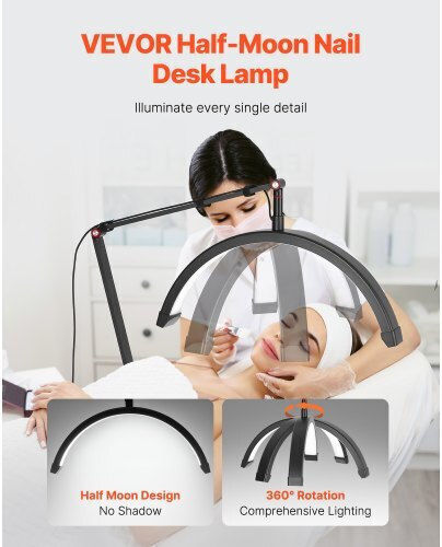 Vevor Φωτιστικό Νυχιών 20w Κλιπ & Βάση Κινητού Led Ημισέληνος Wsdzmjs16yc0hmi0lv2