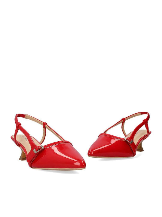 Pumps mit Riemchen & Dünn flacher Absatz Rot