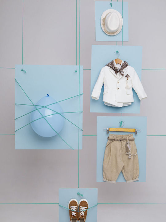 Baptism Suit for Boy Miltos Beige-Ecru 1743 Bambolino Bmb-1743