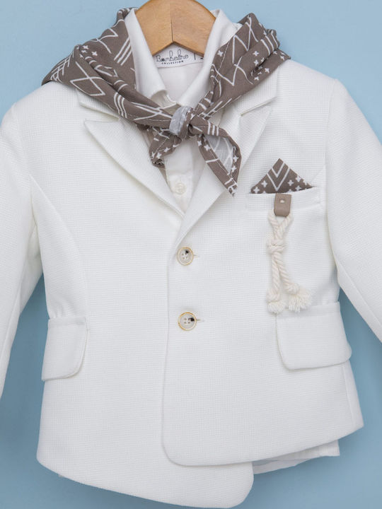 Baptism Suit for Boy Miltos Beige-Ecru 1743 Bambolino Bmb-1743