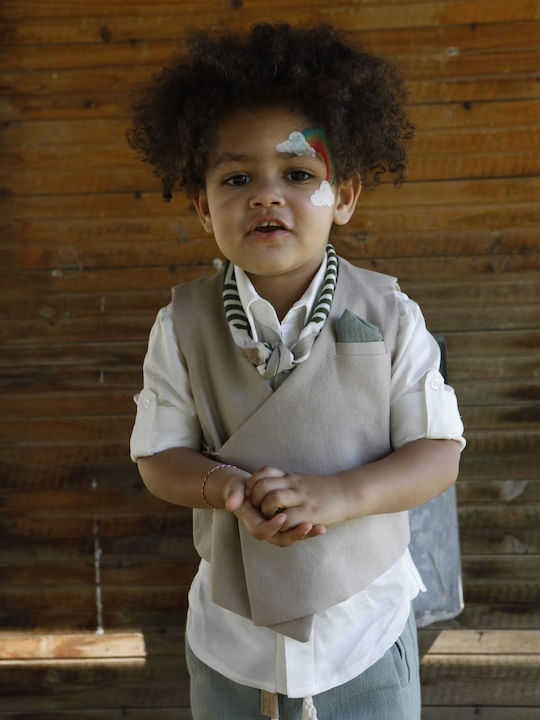 Baptism Suit for Boys Theodosis Beige-Green 1730 Bambolino Bmb-1730
