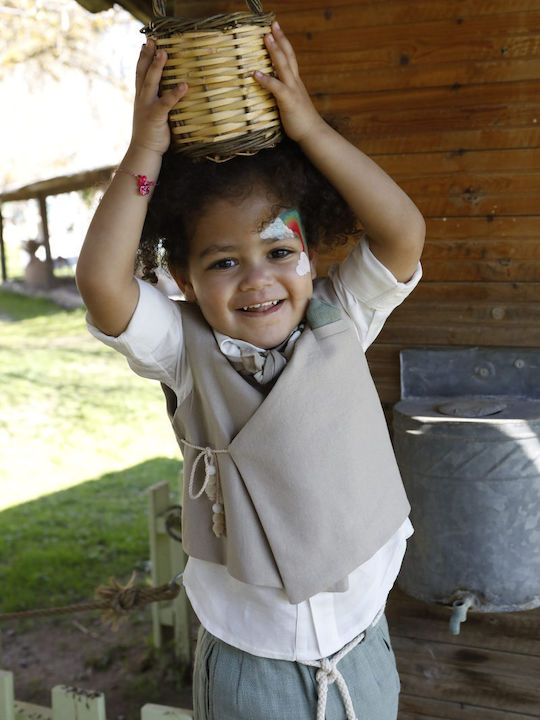 Baptism Suit for Boys Theodosis Beige-Green 1730 Bambolino Bmb-1730