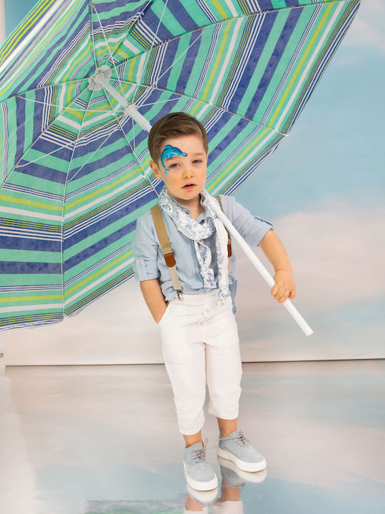 Baptism Suit for Boy David Sky Blue-White 1717 Bambolino Bmb-1717