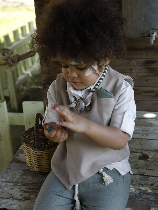 Baptism Suit for Boys Theodosis Beige-Green 1730 Bambolino Bmb-1730