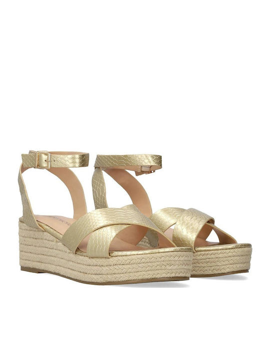 Women's Ankle Strap Platforms Gold