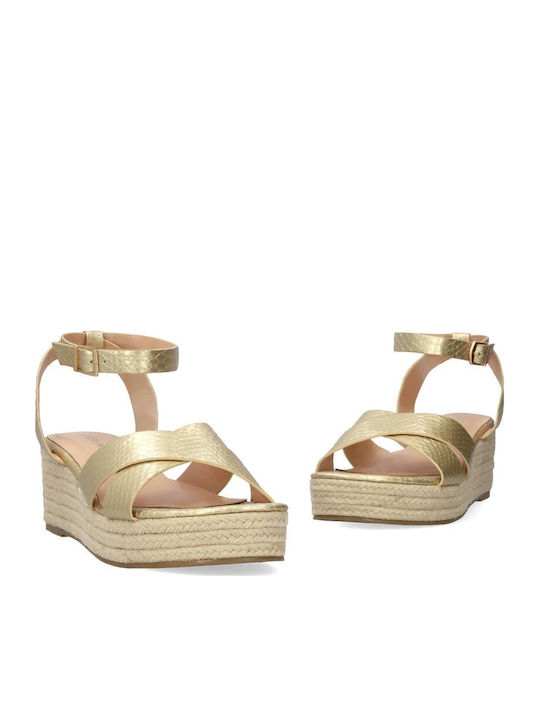 Women's Ankle Strap Platforms Gold