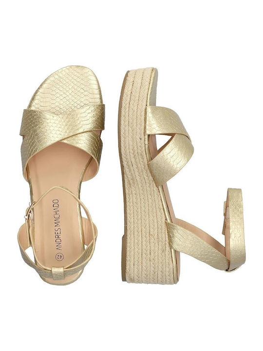 Women's Ankle Strap Platforms Gold