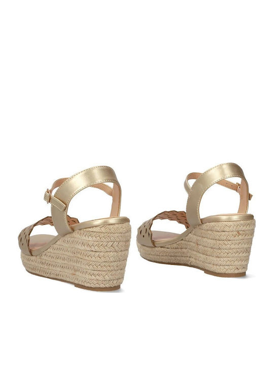 Women's Ankle Strap Platforms Gold