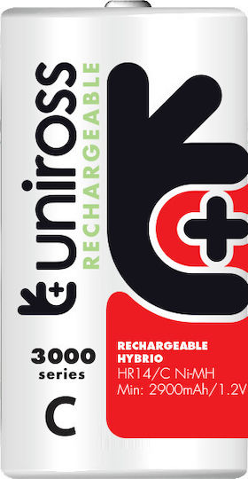 Uniross C 3000 Hybrio Rechargable Batteries 2 Pcs