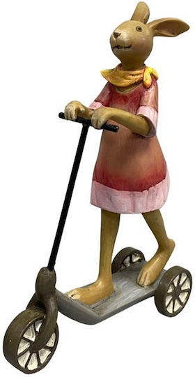 Osterdekoration Hase Mädchen Junge auf Roller 19 cm Mehrfarbig