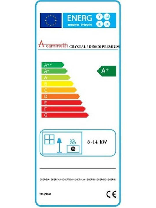 A. Caminetti Crystal 3D 50/70 Premium Ενεργειακό Τζάκι Ξύλου 14kW Τρίπλευρο με Συρόμενη Ανοιγόμενη Πόρτα