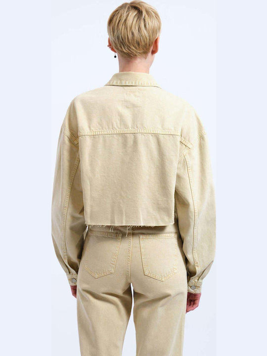 Κοντό Γυναικείο Τζιν Μπουφάν Buff Yellow