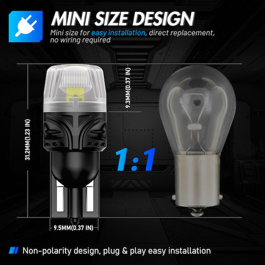 NovSight Lamps Car & Motorcycle T10 Canbus LED 6500K Cold White 12V 5W 2pcs