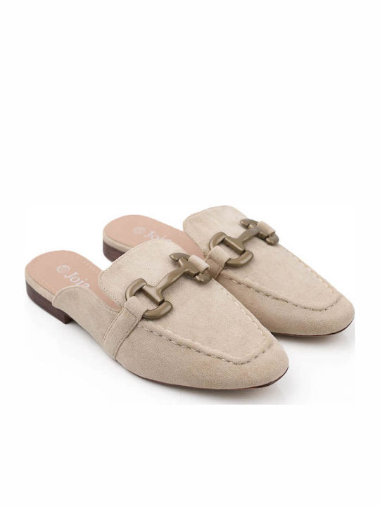 Μπεζ Slipper Loafers Σουέτ Υφή