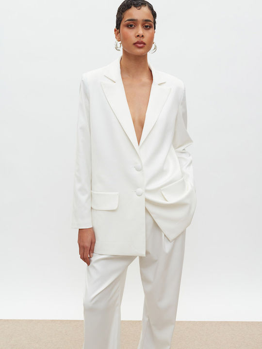 Mix & Match Showroom Γυναικείο Σακάκι Λευκό