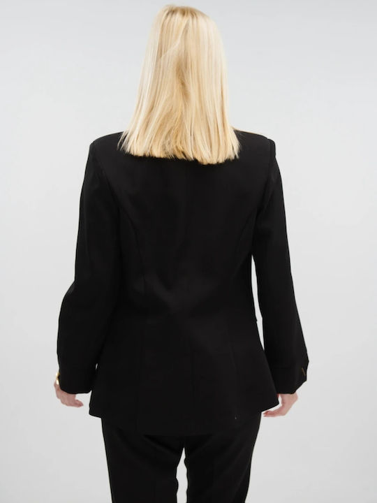 Fibes Blazer pentru femei Cu talie Sacou Black