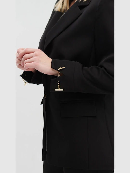 Fibes Blazer pentru femei Cu talie Sacou Black