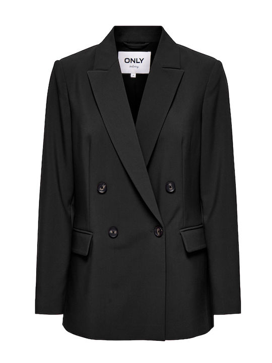 Only Women's Double Breasted Blazer Black