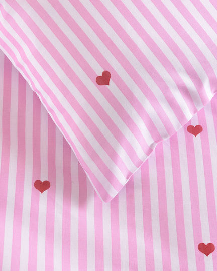 Rythmos Semi Double Set with Elastic Band Young Heart Pink 160x260cm Rythmos Semi Double Set with Elastic Band Young Heart Pink 160x260cm