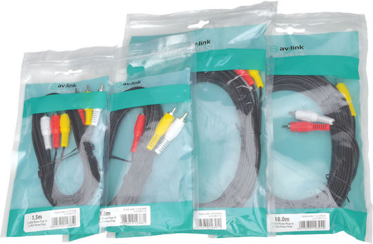 Av Link 3rca към 3rca Кабел 3.0м 112.074uk
