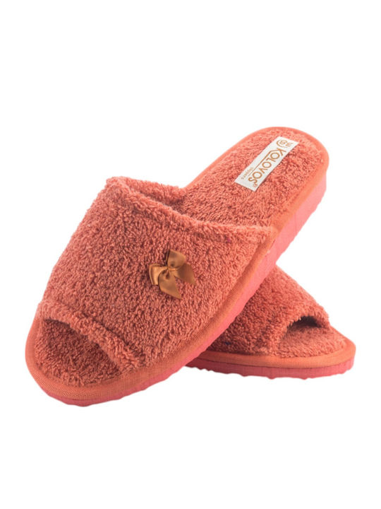 Frottee Winter Damen Hausschuhe Orange