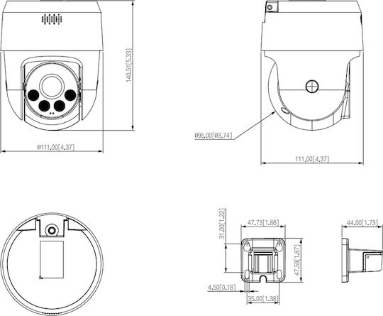 Dahua SD2A500NB-GNY-A-PV IP Surveillance Camera Full HD+ 5MP Waterproof with Two-Way Communication and Lens 4mm
