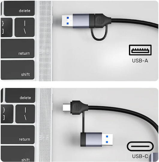Unitek Hub 3 Θυρών USB 3.1 με σύνδεση USB-A / USB-C Γκρι