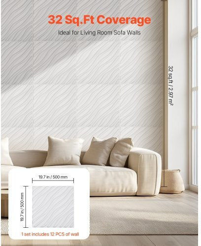 3D Wall Panels From PVC With Glue White 50x50cm